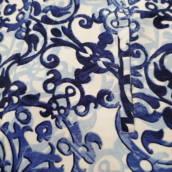 Chico's Navy Scroll Juliet Flat Front Pants - Picture 10 of 12